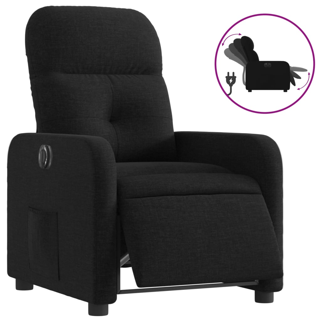 Vidaxl sillón reclinable eléctrico de tela negro