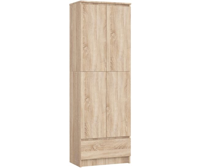 Librería akord r60 roble sonoma 60 cm 2 puertas 1 cajón frente en color roble sonoma 4 estantes 60x35x180 cm