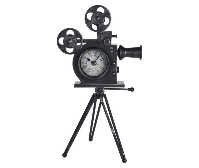 Reloj de mesa modelo cámara de película en metal 29x22x53cm