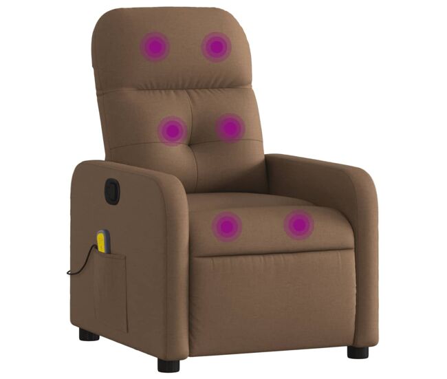 Vidaxl sillón reclinable con masaje de tela marrón