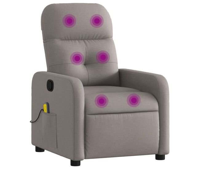 Vidaxl sillón de masaje reclinable de tela gris taupé