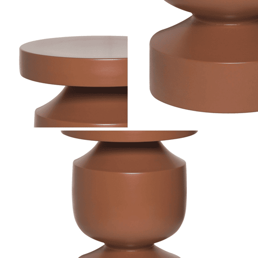 Mesa de apoio o mesa de cabeceira em metal, Alma, Terracota, 30.5x30.5x43.5 cm
