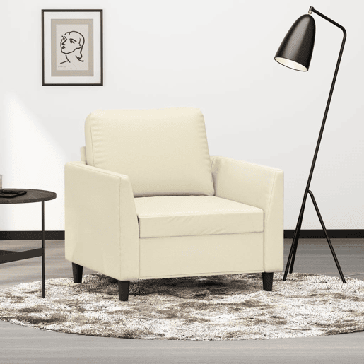 vidaXL Poltrona 60 cm couro artificial creme