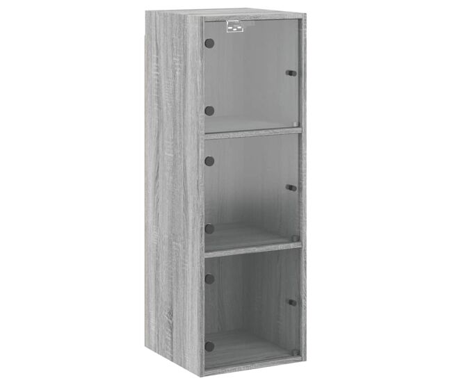 Vidaxl mueble de pared puertas de vidrio gris sonoma 35x37x100 cm