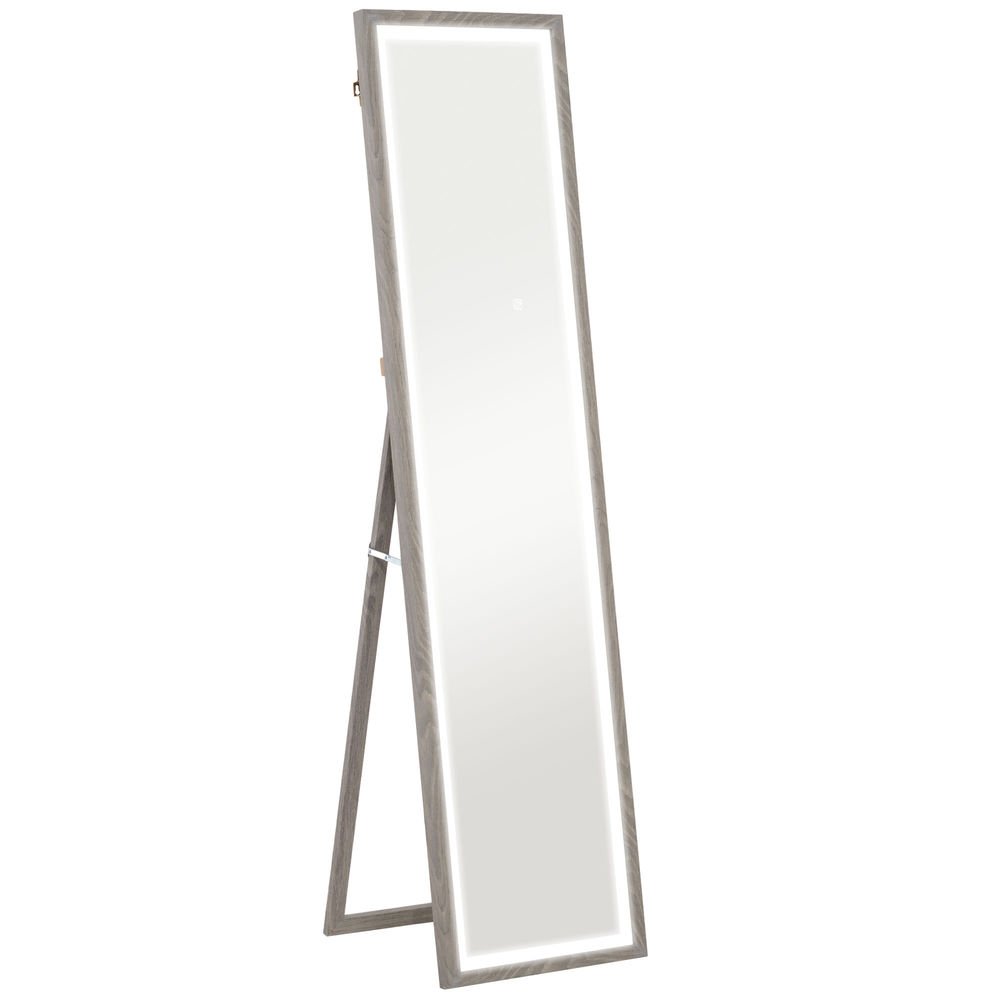 Espejo Cuerpo Entero Vidrio Templado, MDF HOMCOM