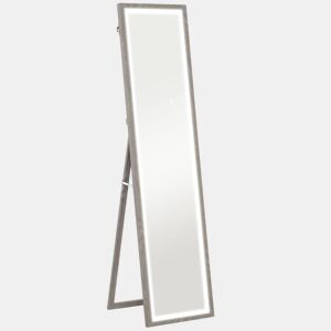HOMCOM Espelho de Pé com Luz LED 40x160 cm Espelho de Corpo Inteiro com Iluminação de 3 Cores Tátil Função de Memória e Suporte para Sala de Estar Dormitório Cinza