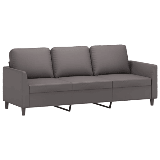 vidaXL Sofá de 3 lugares 180 cm couro artificial cinza