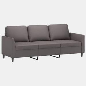 vidaXL Sofá de 3 lugares 180 cm couro artificial cinza