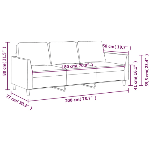 vidaXL Sofá de 3 lugares 180 cm couro artificial cinza