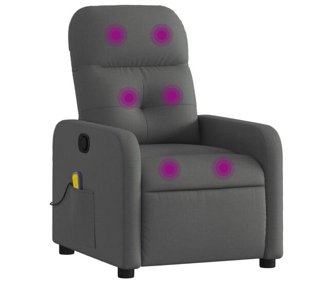 Vidaxl sillón de masaje reclinable de tela gris oscuro