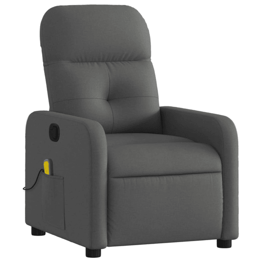 vidaXL Poltrona de massagens reclinável tecido cinzento-escuro vidaXL Poltrona de massagens reclinável tecido cinzento-escuro