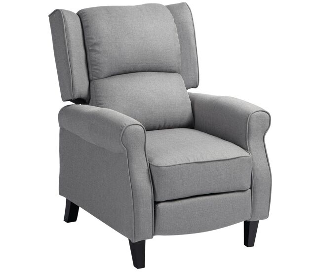 Homcom sillón relax reclinable manual sillón relax tapizado en lino sintético con reposapiés retráctil carga 150 kg sillón reclinable para dormitorio