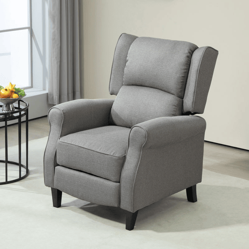 HOMOM Poltrona Reclinável Poltrona Relax com Reclinação Manual até 160° e Apoio para os Pés Retráteis Poltrona Sala de Estar 77x88x102 cm Cinza
