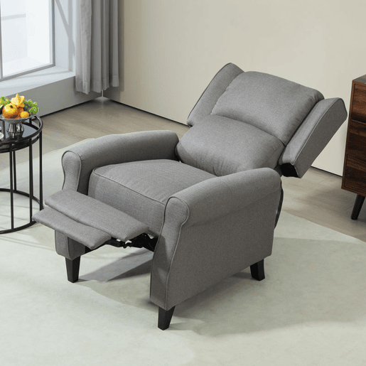 HOMOM Poltrona Reclinável Poltrona Relax com Reclinação Manual até 160° e Apoio para os Pés Retráteis Poltrona Sala de Estar 77x88x102 cm Cinza