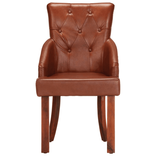 vidaXL Cadeiras de jantar 2 pcs couro de cabra genuĂno castanho vidaXL Cadeiras de jantar 2 pcs couro de cabra genuĂno castanho