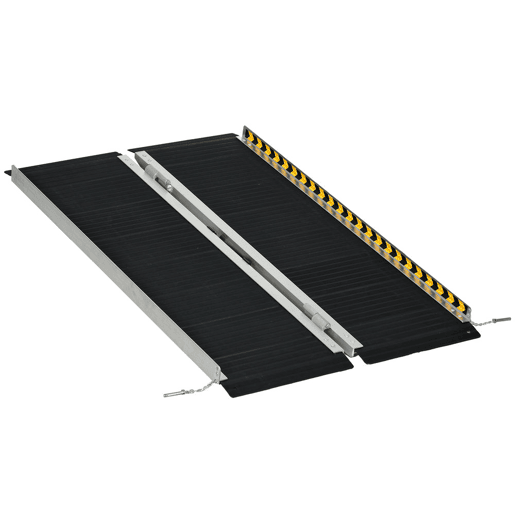 HOMCOM Rampa para Cadeira de Rodas Dobrável de Liga Alumínio 122 Rampa Portátil com Autocolantes Reflectores Carga 272 kg 122x73,6x5,1 cm Preto