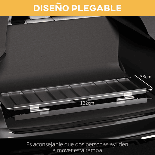 HOMCOM Rampa para Cadeira de Rodas Dobrável de Liga Alumínio 122 Rampa Portátil com Autocolantes Reflectores Carga 272 kg 122x73,6x5,1 cm Preto