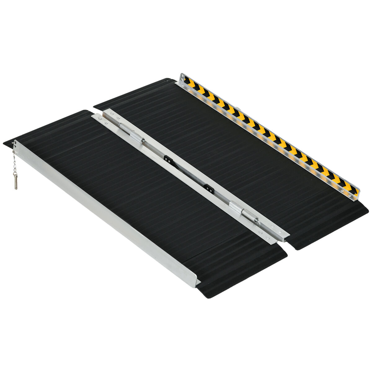 Homcom rampa para sillas de ruedas plegable de aleación de aluminio 91 cm rampa portátil con adhesivos reflectantes carga 272 kg negro