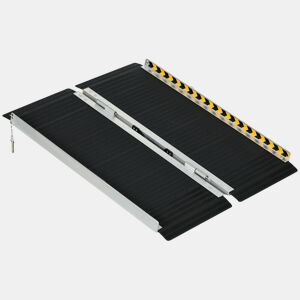 HOMCOM Rampa para Cadeira de Rodas Dobrável de Liga Alumínio 122 Rampa Portátil com Autocolantes Reflectores Carga 272 kg 91x73,6x5,1 cm Preto