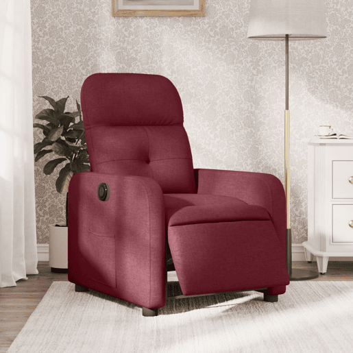 vidaXL Poltrona elétrica reclinável tecido vermelho tinto