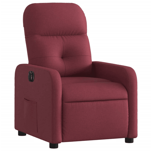 vidaXL Poltrona elétrica reclinável tecido vermelho tinto