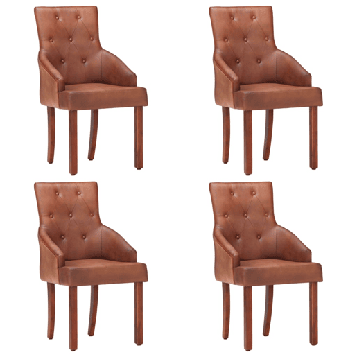 vidaXL Cadeiras de jantar 4 pcs couro de cabra genuĂno castanho vidaXL Cadeiras de jantar 4 pcs couro de cabra genuĂno castanho