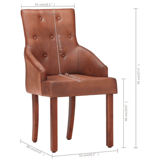 vidaXL Cadeiras de jantar 4 pcs couro de cabra genuĂno castanho vidaXL Cadeiras de jantar 4 pcs couro de cabra genuĂno castanho