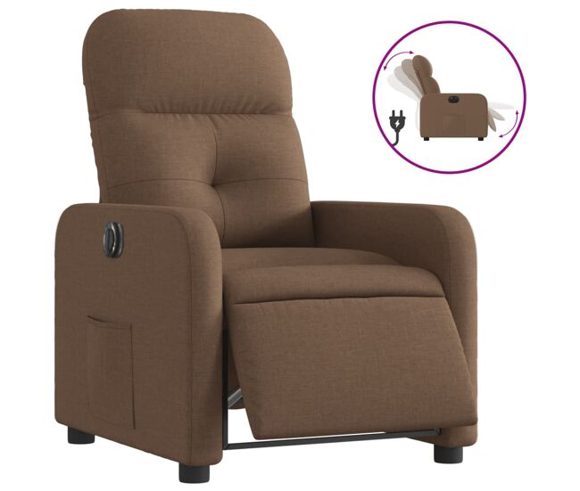 Vidaxl sillón reclinable eléctrico de tela marrón