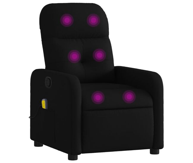Vidaxl sillón reclinable de masaje de tela negro