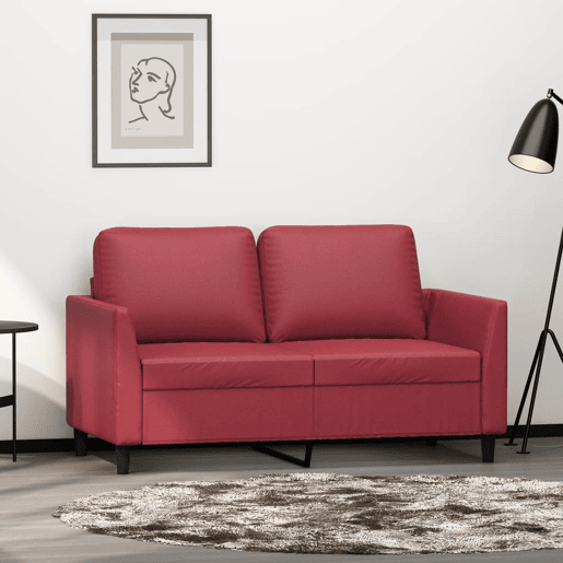 vidaXL Sofá de 2 lugares 120 cm couro artificial vermelho tinto vidaXL Sofá de 2 lugares 120 cm couro artificial vermelho tinto