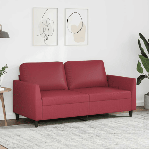 vidaXL Sofá de 2 lugares 140 cm couro artificial vermelho tinto vidaXL Sofá de 2 lugares 140 cm couro artificial vermelho tinto