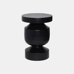 Mesa de apoio o mesa de cabeceira em metal, Alma, Preto, 30.5x30.5x43.5 cm