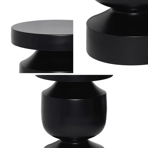 Mesa de apoio o mesa de cabeceira em metal, Alma, Preto, 30.5x30.5x43.5 cm