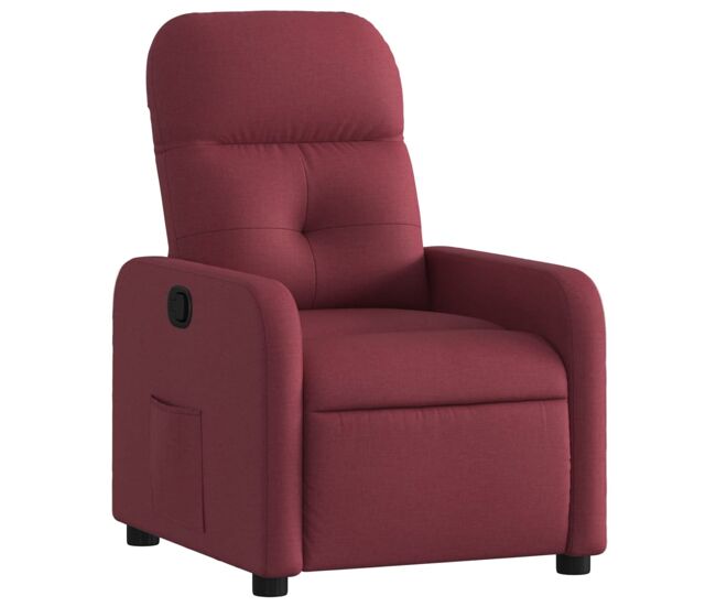 Vidaxl sillón reclinable de tela rojo tinto