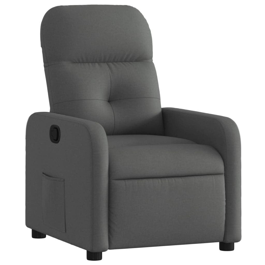 Vidaxl sillón reclinable de tela gris oscuro