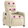 vidaXL Poltrona de massagens reclinável tecido cor creme