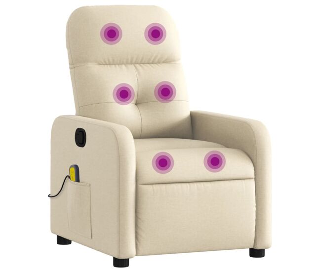 Vidaxl sillón de masaje reclinable de tela crema