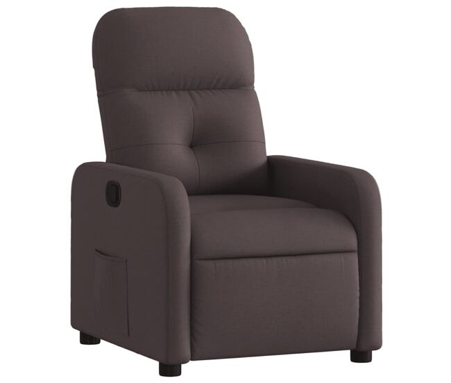 Vidaxl sillón reclinable de tela marrón oscuro