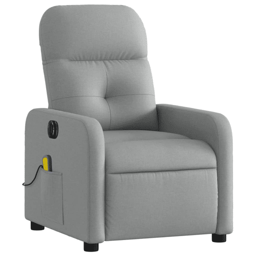 vidaXL Poltrona de massagens reclinável elétrica tecido cinzento-claro vidaXL Poltrona de massagens reclinável elétrica tecido cinzento-claro