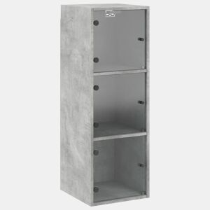 vidaXL Armário de parede c portas de vidro 35x37x100cm cinza cimento