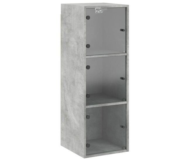 Vidaxl mueble de pared puertas de vidrio gris hormigón 35x37x100 cm