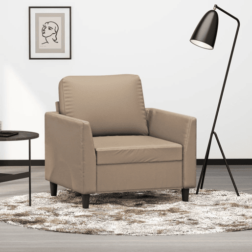 vidaXL Poltrona 60 cm couro artificial cappuccino