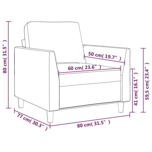 vidaXL Poltrona 60 cm couro artificial cappuccino
