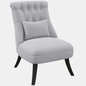 HOMCOM Poltrona de Dormitório Moderna Poltrona de Sala de Estar Estofado em Linho com Almofada e Estrutura de Madeira para Sala de Estar 52,5x69x77 cm Cinza