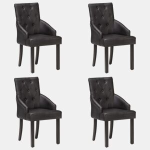vidaXL Cadeiras de jantar 4 pcs couro de cabra genuíno preto