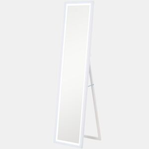 HOMCOM Espelho de Pé com Luz LED 40x160 cm Espelho de Corpo Inteiro com Iluminação de 3 Cores Tátil Função de Memória e Suporte para Sala de Estar Dormitório Branco