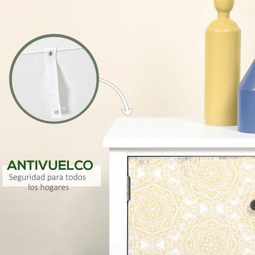 HOMCOM Cómoda com 2 Gavetas Cómoda para Dormitório Estilo Boémio com 3 Compartimentos Desenho Anti-Tombo para Sala de Estar Corredor 68x34x80 cm Multicor