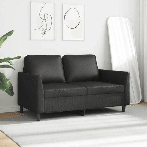 vidaXL Sofá de 2 lugares 120 cm couro artificial preto vidaXL Sofá de 2 lugares 120 cm couro artificial preto
