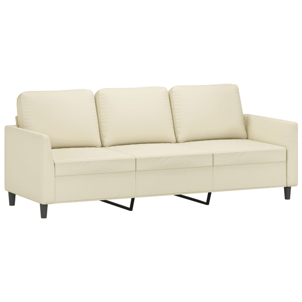 Vidaxl sofá de 3 plazas de cuero sintético color crema 180 cm