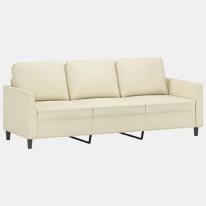 vidaXL Sofá de 3 lugares 180 cm couro artificial cor creme